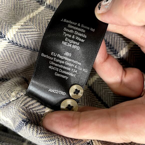 Barbour UK XL US L Gretna Check Shirt Tailored Fit Long Sleeve Cotton Flannel - Picture 12 of 15